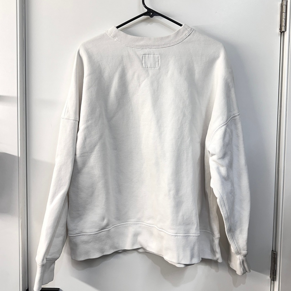 Abercrombie & Fitch Paris Sunday Crew Size XL White with Black Embroidered Text - Picture 3 of 10